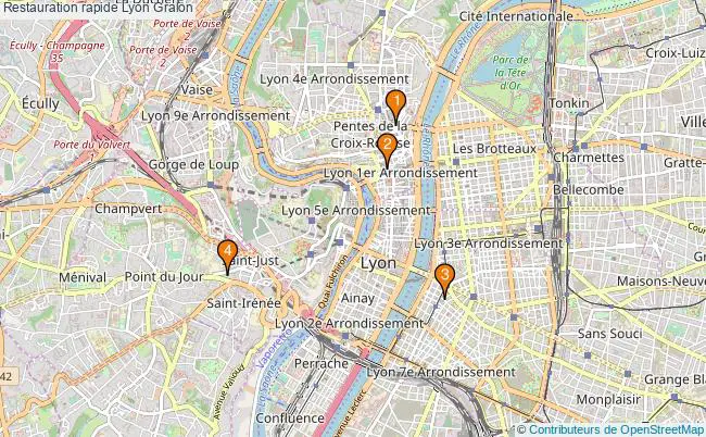 plan Restauration rapide Lyon Associations restauration rapide Lyon : 6 associations