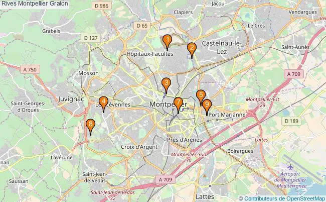 plan Rives Montpellier Associations Rives Montpellier : 10 associations