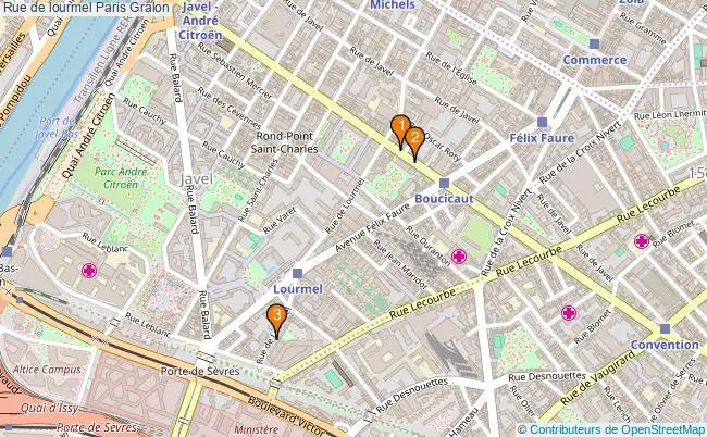 plan Rue de lourmel Paris Associations rue de lourmel Paris : 3 associations
