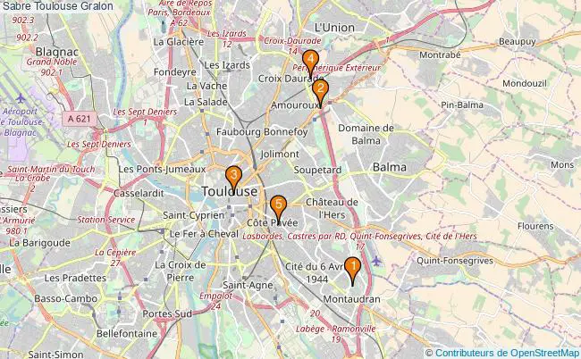 plan Sabre Toulouse Associations sabre Toulouse : 5 associations