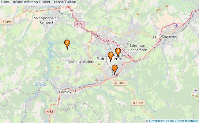 plan Saint-Etienne métropole Saint-Etienne Associations Saint-Etienne métropole Saint-Etienne : 4 associations