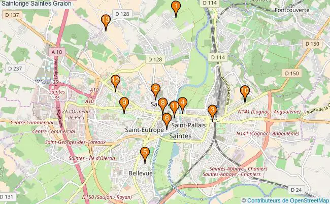 plan Saintonge Saintes Associations Saintonge Saintes : 21 associations