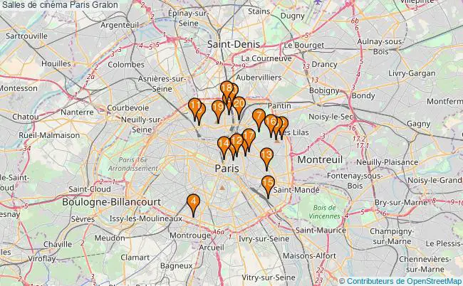 plan Salles de cinéma Paris Associations salles de cinéma Paris : 25 associations
