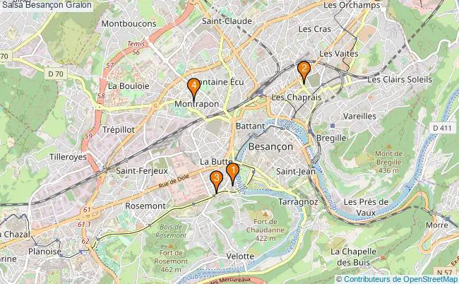 plan Salsa Besançon Associations salsa Besançon : 4 associations