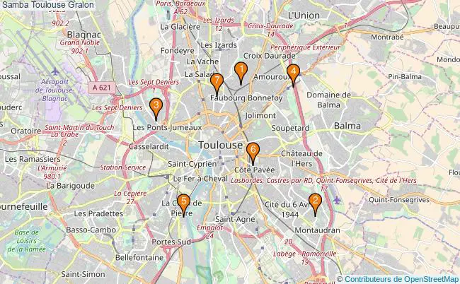 plan Samba Toulouse Associations samba Toulouse : 7 associations