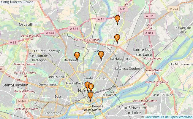 plan Sang Nantes Associations sang Nantes : 8 associations