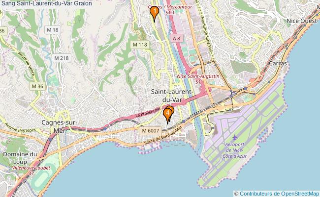 plan Sang Saint-Laurent-du-Var Associations sang Saint-Laurent-du-Var : 4 associations