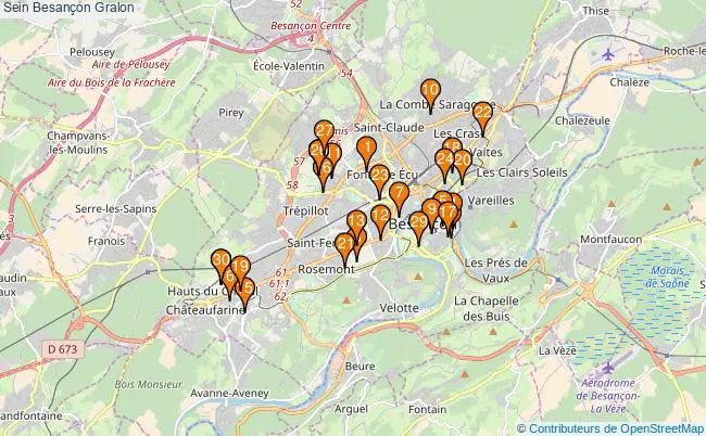 plan Sein Besançon Associations Sein Besançon : 113 associations