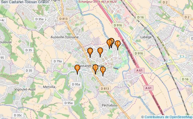 plan Sein Castanet-Tolosan Associations Sein Castanet-Tolosan : 14 associations