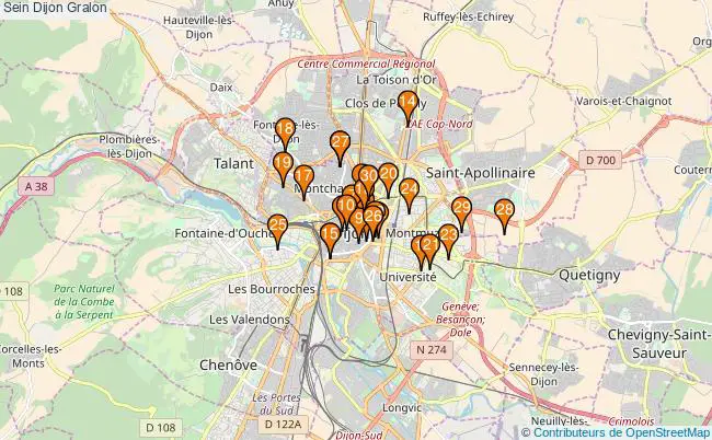 plan Sein Dijon Associations Sein Dijon : 164 associations