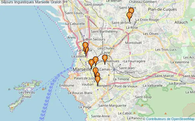 plan Séjours linguistiques Marseille Associations séjours linguistiques Marseille : 11 associations