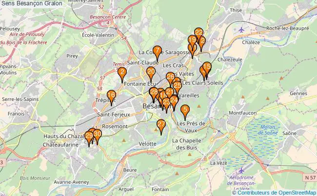 plan Sens Besançon Associations Sens Besançon : 37 associations