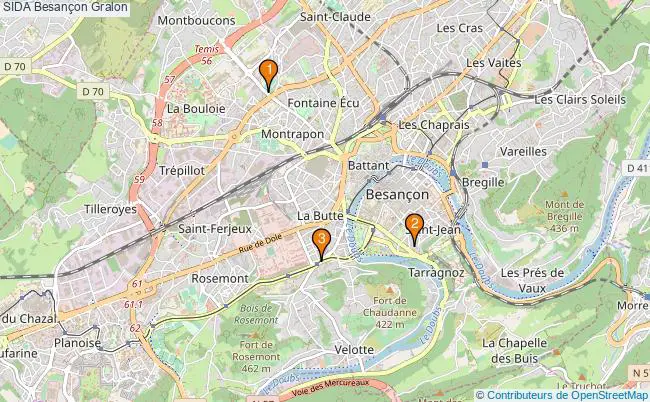 plan SIDA Besançon Associations SIDA Besançon : 3 associations