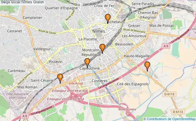 plan Siège social Nîmes Associations siège social Nîmes : 5 associations
