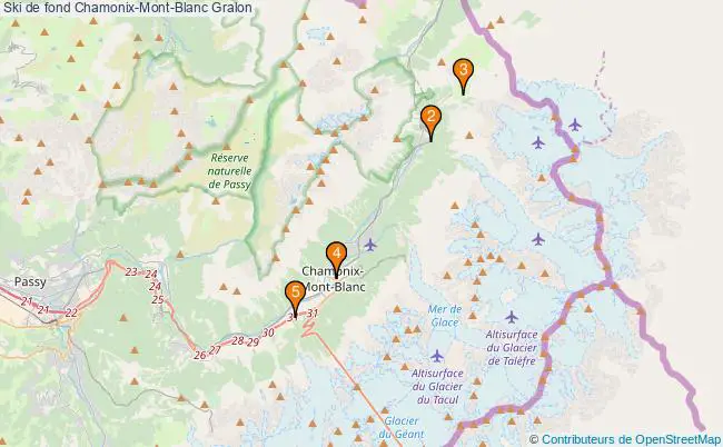 plan Ski de fond Chamonix-Mont-Blanc Associations ski de fond Chamonix-Mont-Blanc : 5 associations
