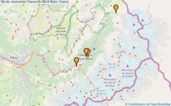 plan Ski de randonnée Chamonix-Mont-Blanc Associations ski de randonnée Chamonix-Mont-Blanc : 6 associations