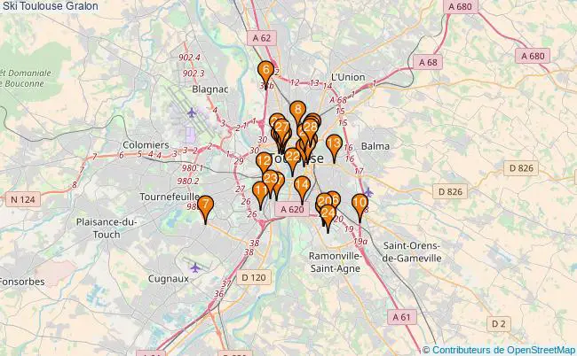 plan Ski Toulouse Associations Ski Toulouse : 29 associations