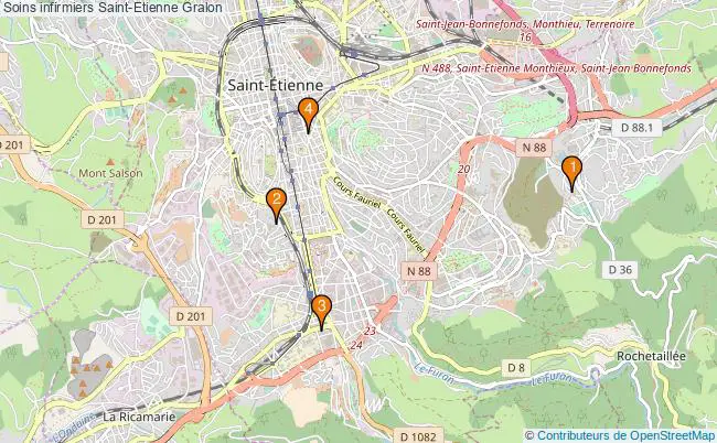 plan Soins infirmiers Saint-Etienne Associations soins infirmiers Saint-Etienne : 7 associations