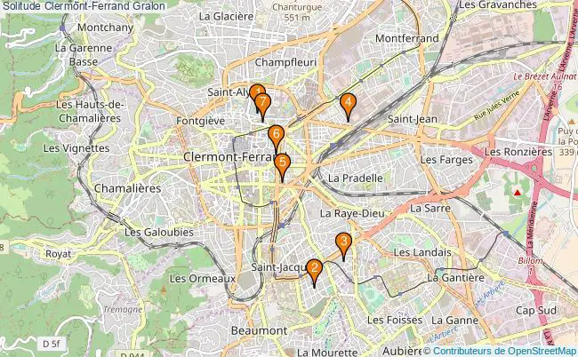 plan Solitude Clermont-Ferrand Associations Solitude Clermont-Ferrand : 8 associations