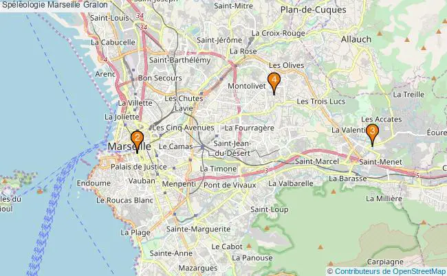plan Spéléologie Marseille Associations spéléologie Marseille : 4 associations