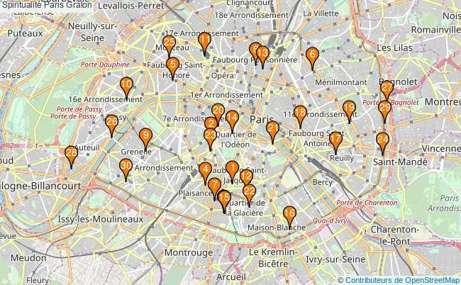 plan Spiritualité Paris Associations spiritualité Paris : 69 associations