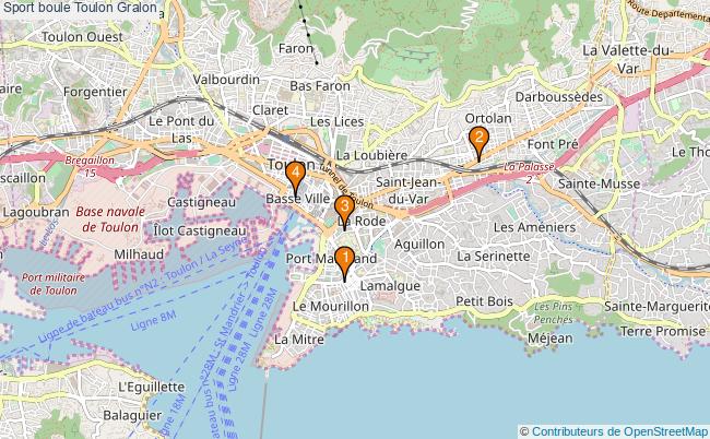 plan Sport boule Toulon Associations sport boule Toulon : 4 associations
