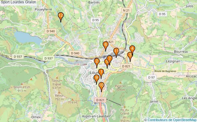 plan Sport Lourdes Associations Sport Lourdes : 12 associations