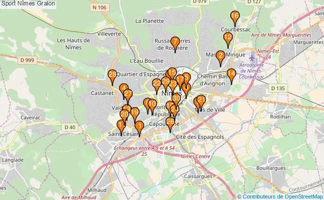 plan Sport Nîmes Associations Sport Nîmes : 126 associations