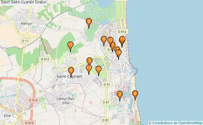 plan Sport Saint-Cyprien Associations Sport Saint-Cyprien : 14 associations