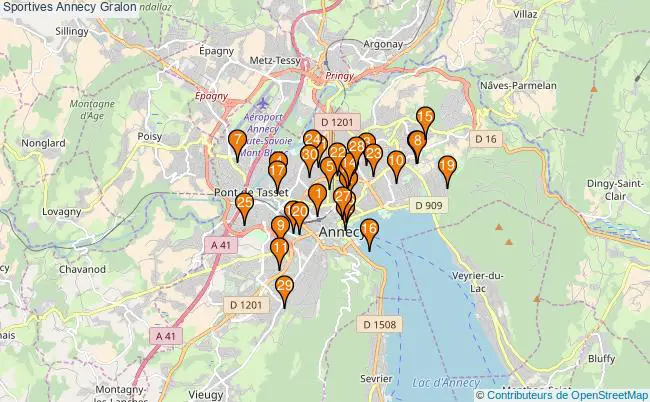 plan Sportives Annecy Associations Sportives Annecy : 114 associations