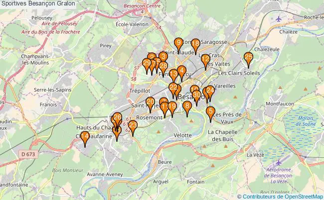 plan Sportives Besançon Associations Sportives Besançon : 175 associations