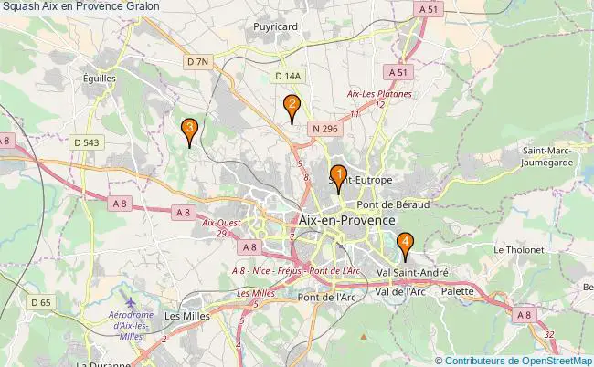 plan Squash Aix en Provence Associations squash Aix en Provence : 4 associations