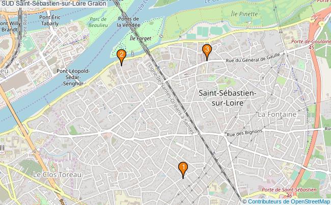 plan SUD Saint-Sébastien-sur-Loire Associations SUD Saint-Sébastien-sur-Loire : 3 associations