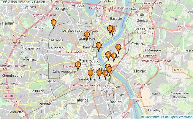 plan Télévision Bordeaux Associations télévision Bordeaux : 15 associations