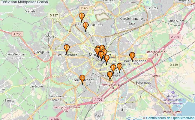 plan Télévision Montpellier Associations télévision Montpellier : 19 associations