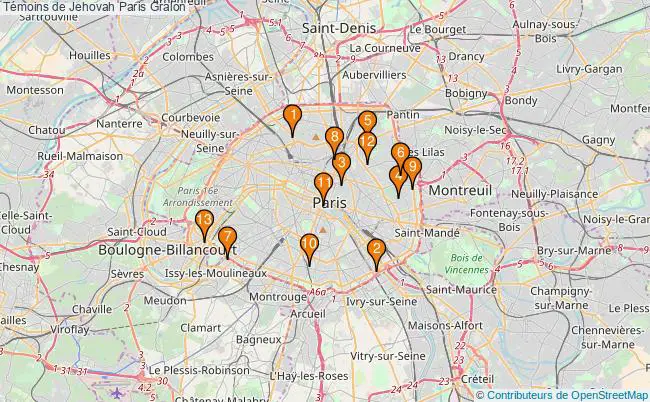plan Témoins de Jehovah Paris Associations témoins de Jehovah Paris : 13 associations
