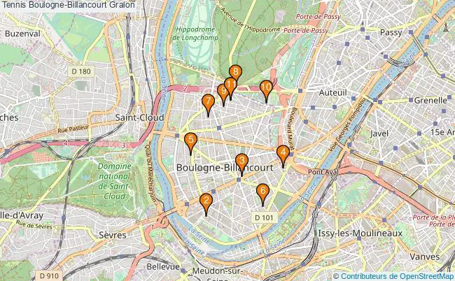plan Tennis Boulogne-Billancourt Associations tennis Boulogne-Billancourt : 14 associations
