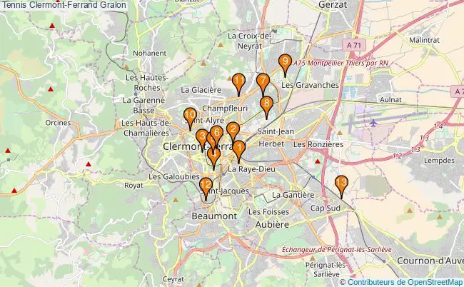 plan Tennis Clermont-Ferrand Associations tennis Clermont-Ferrand : 15 associations