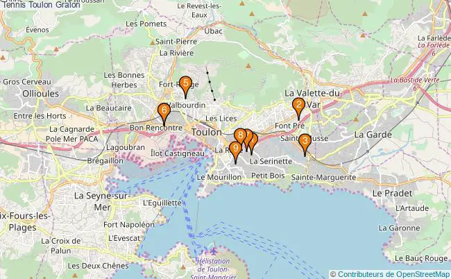 plan Tennis Toulon Associations tennis Toulon : 11 associations