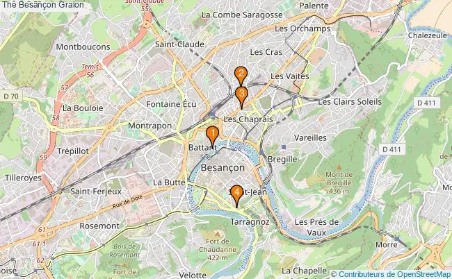 plan Thé Besançon Associations thé Besançon : 6 associations