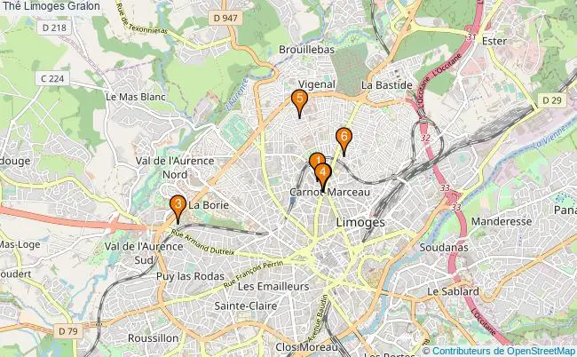 plan Thé Limoges Associations thé Limoges : 7 associations
