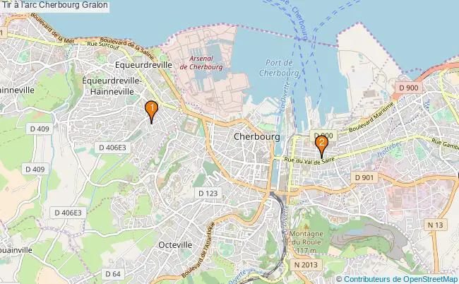 plan Tir à l'arc Cherbourg Associations tir à l'arc Cherbourg : 2 associations