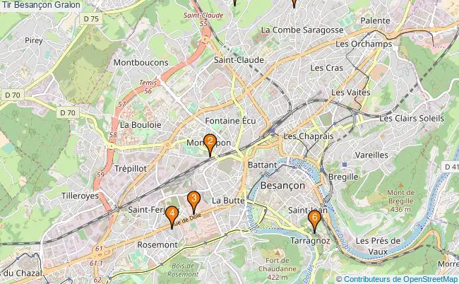 plan Tir Besançon Associations Tir Besançon : 7 associations