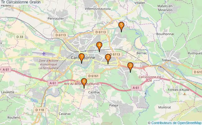 plan Tir Carcassonne Associations Tir Carcassonne : 6 associations