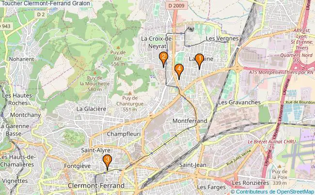 plan Toucher Clermont-Ferrand Associations Toucher Clermont-Ferrand : 4 associations