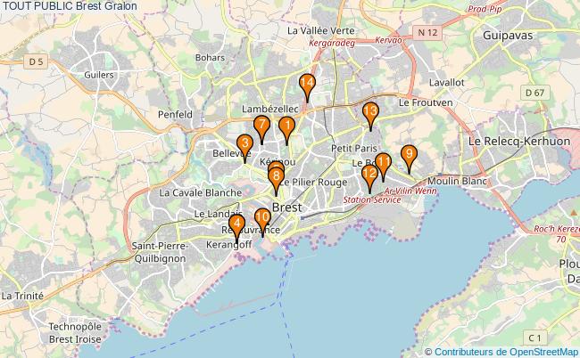 plan TOUT PUBLIC Brest Associations TOUT PUBLIC Brest : 14 associations