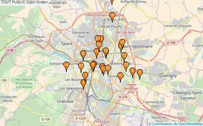 plan TOUT PUBLIC Dijon Associations TOUT PUBLIC Dijon : 23 associations