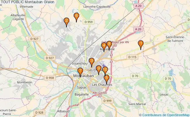 plan TOUT PUBLIC Montauban Associations TOUT PUBLIC Montauban : 8 associations
