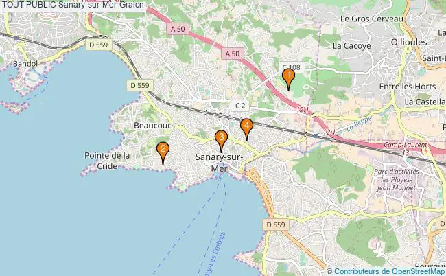 plan TOUT PUBLIC Sanary-sur-Mer Associations TOUT PUBLIC Sanary-sur-Mer : 4 associations