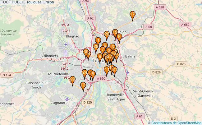 plan TOUT PUBLIC Toulouse Associations TOUT PUBLIC Toulouse : 95 associations